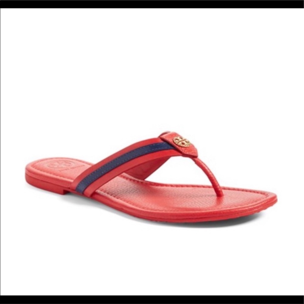 Tory Burch Maritime Flip Flop In Nantucket Red / Navy Sea Size 6.5
